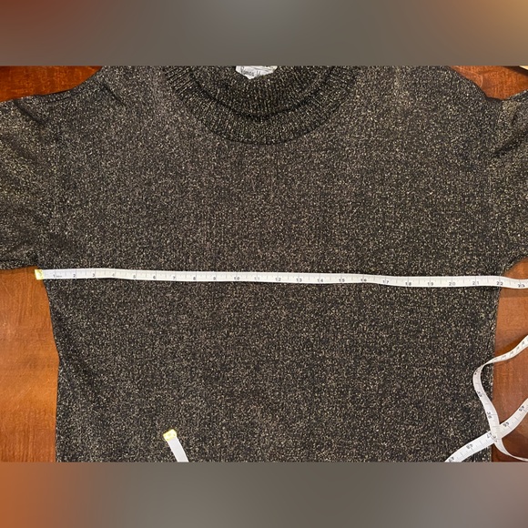 Christian Dior vintage sweater w/ brown & gold metallic knit, cowl neck. M - Picture 7 of 7